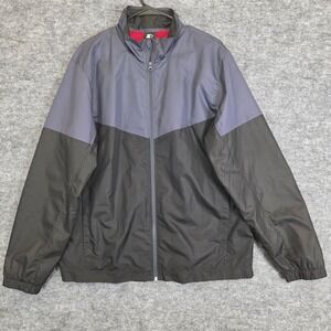 Starter Windbreaker Jacket Mens Large Black Gray Full Zip Lightweight Workout‎